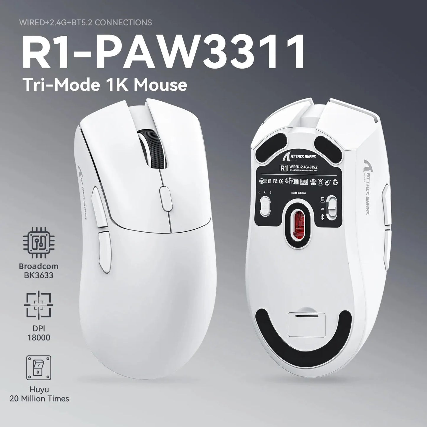 R1 Superlight Wireless Bluetooth Gaming Mouse