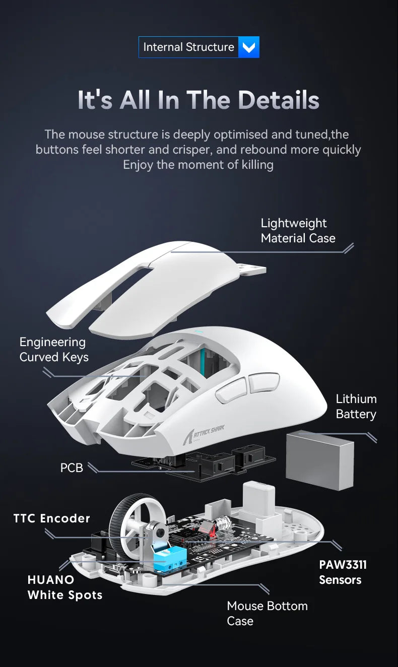 Attack Shark X11 PAW3311 Bluetooth Gaming Mouse